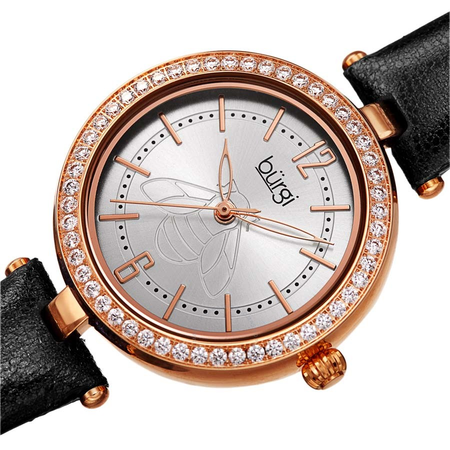 Burgi Crystal Silver Dial Ladies Watch BUR235BKR