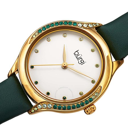 Burgi Crystal White Dial Ladies Watch BUR239GN