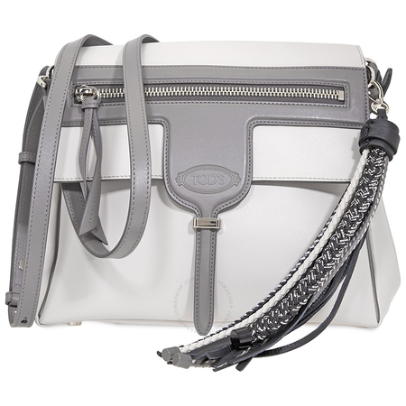 Tod's Ladies Shoulder Bag Light Gray Bicolor Tassel XBWANSC0200RLB8Z38