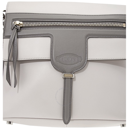 Tod's Ladies Shoulder Bag Light Gray Bicolor Tassel XBWANSC0200RLB8Z38