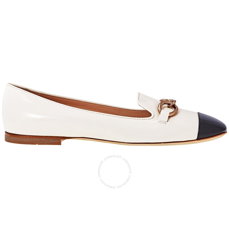 Tod's Womens Chain Detail Leather Ballet Flats in White/ Black XXW13A0S840FZT0H62