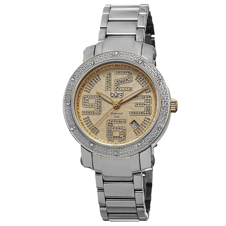Burgi Gold-tone Dial Diamond Bezel Ladies Watch BUR091TTG