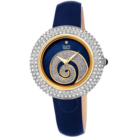 Burgi Diamond Blue Dial Patent Leather Ladies Watch BUR209BU