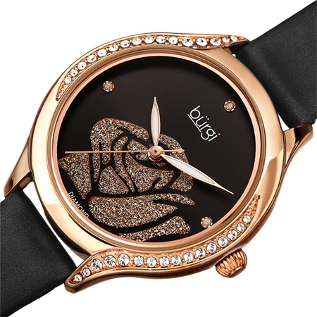 Burgi Quartz Diamond Black Dial Ladies Watch BUR257RGBK