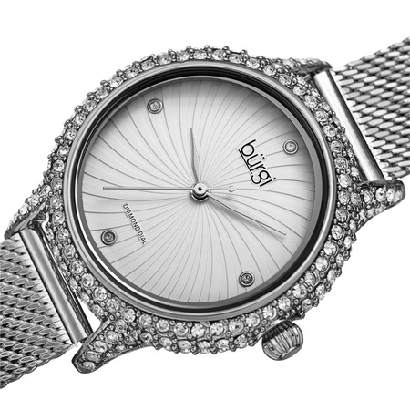Burgi Quartz Diamond Silver Dial Ladies Watch BUR250SS