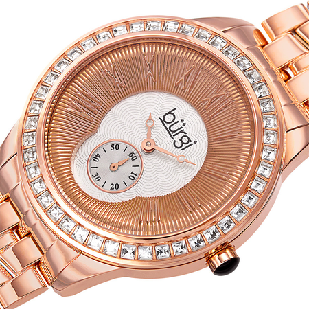 Burgi Silver and Gold Dial Rose Gold-tone Steel Case Ladies Watch BUR106RG