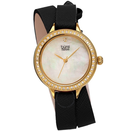 Burgi Diamond White Mother of Pearl Dial Ladies Watch BUR224BK