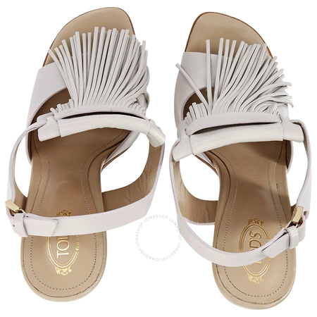 Tod's Womens Fringed Leather Heels in Medium Grey XXW0TT0J87008HB210