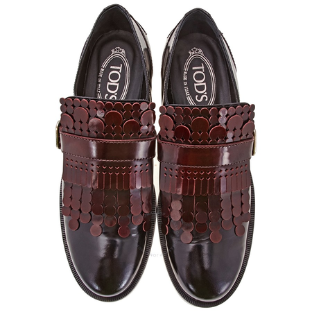 Tod's Womens Fringed Leather Loafers in Black/ Must XXW0ZP0R130SHA567Y