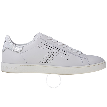 Tod's Womens Leather Sneakers in White/Silver XXW12A0T490GNY0351
