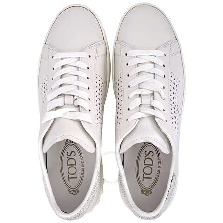 Tod's Womens Leather Sneakers in White/Silver XXW12A0T490GNY0351