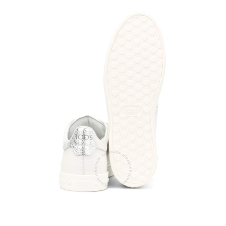 Tod's Womens Leather Sneakers in White/Silver XXW12A0T490GNY0351