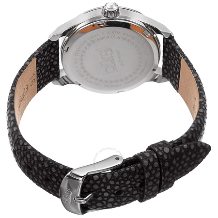 Burgi Mother Of Pearl Dial Ladies Black Polka Dot Leather Watch BUR160BK