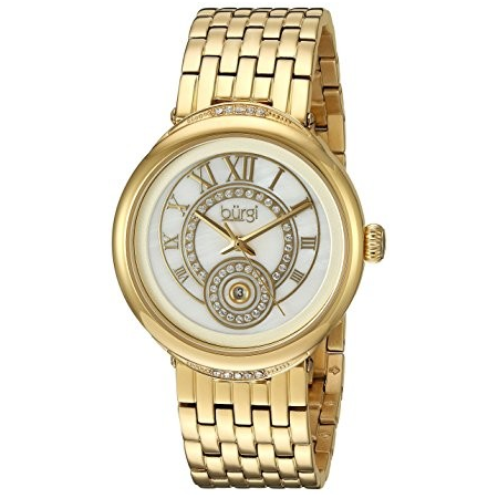 Burgi Mother Of Pearl Dial Ladies Gold Tone Watch BUR164YG