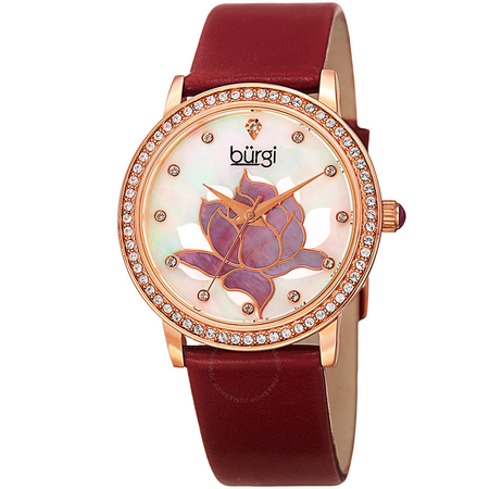 Burgi Mother Of Pearl Dial Ladies Leather Watch BUR159RD