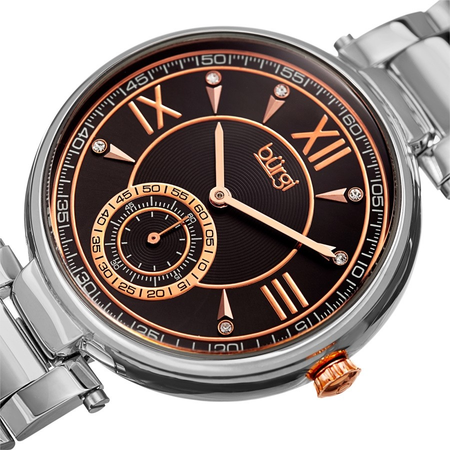 Burgi Quartz Black Dial Ladies Watch BUR175SSB