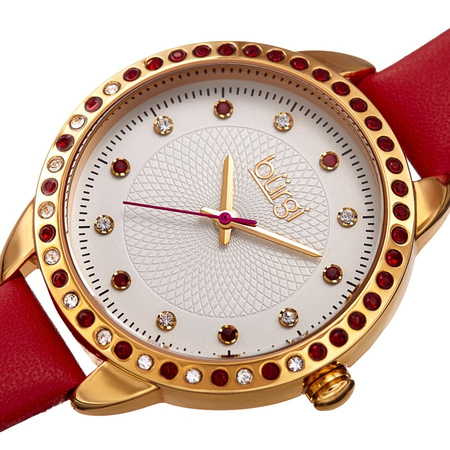 Burgi Quartz Crystal Silver Dial Ladies Watch BUR161RD