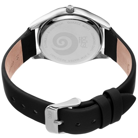 Burgi Quartz Diamond Black Dial Ladies Watch BUR201SSBK