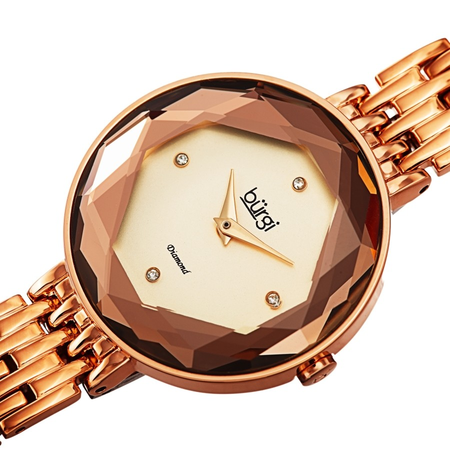 Burgi Quartz Diamond Rose Gold Dial Ladies Watch BUR253RG