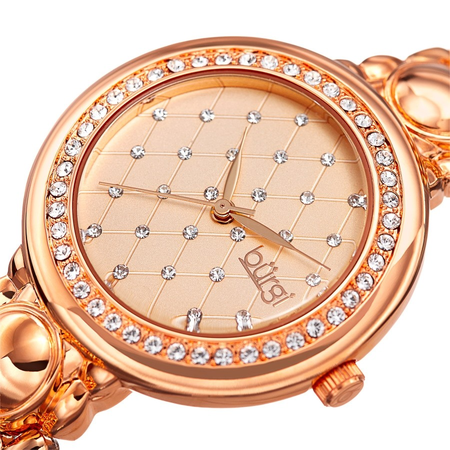 Burgi Quartz Rose Gold Dial Ladies Watch BUR170RG