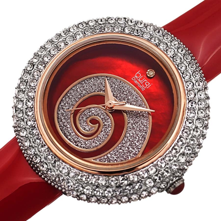 Burgi Diamond Red Dial Ladies Watch BUR209RD