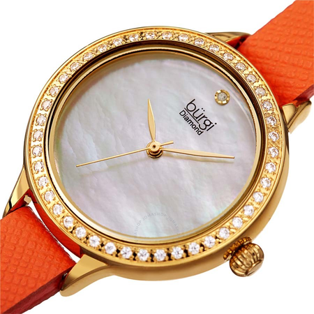 Burgi Diamond White Mother of Pearl Dial Ladies Watch BUR224OR