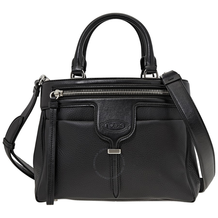 Tod's Ladies Top Handle bag Jutti Black Ans 2 Manici Zip Tophdl XBWANSF0200II9B999