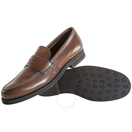 Tod's Men's  Semi-Glossy Leather Loafers in Cocoa XXM0XX00010D9CS801