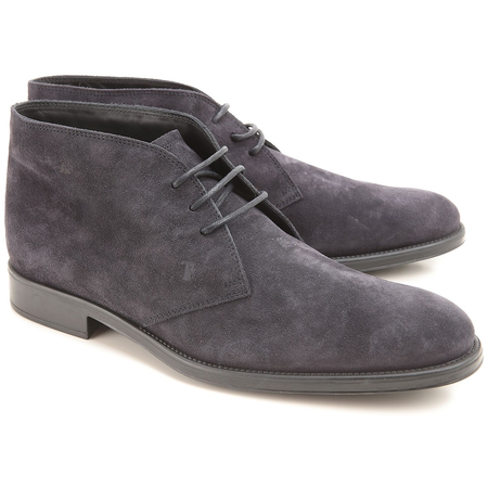 Tod's Men's Dark Denim Blue Suede Desert Ankle Boots With Laces XXM0RQ00D800P0U810