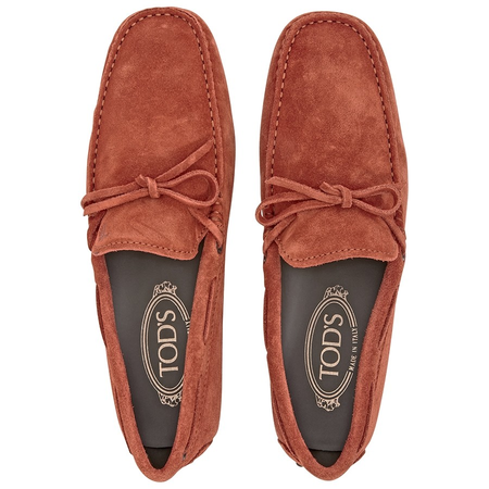 Tod's Men's Dark Terracotta Nubuck Leather Moccasins XXM0LR00051RE0G834