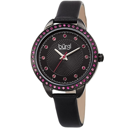 Burgi Quartz Crystal Black Dial Ladies Watch BUR161BK