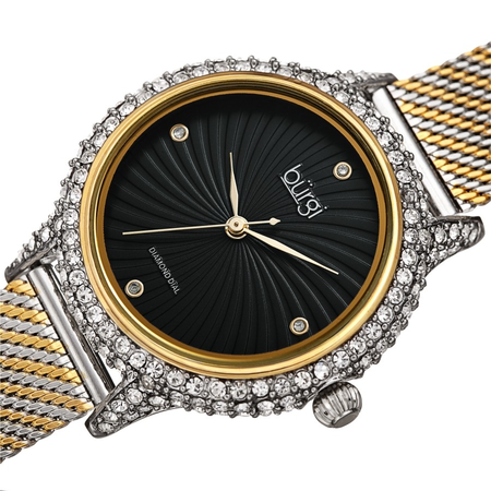 Burgi Quartz Diamond Black Dial Ladies Watch BUR250TTG
