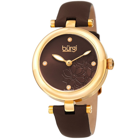 Burgi Quartz Diamond Brown Dial Ladies Watch BUR197BR