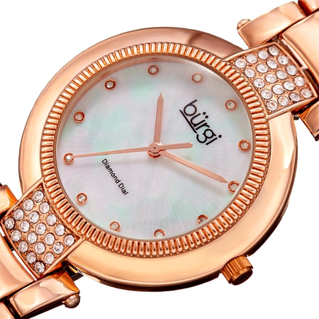 Burgi Quartz Diamond White Dial Ladies Watch BUR181RG