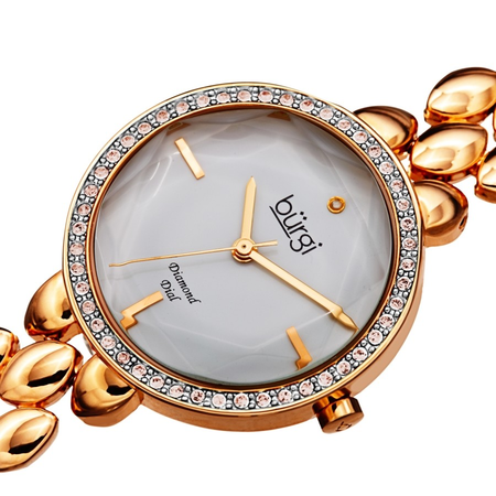 Burgi Quartz Diamond White Dial Ladies Watch BUR242RG