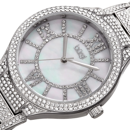 Burgi Quartz White Dial Ladies Watch BUR185SS