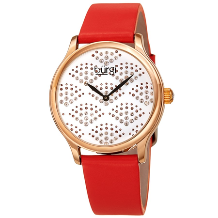 Burgi Quartz White Dial Ladies Watch BUR238RD