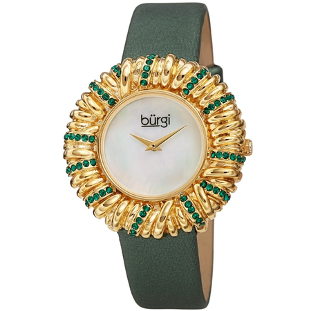 Burgi Quartz White Dial Ladies Watch BUR255GN