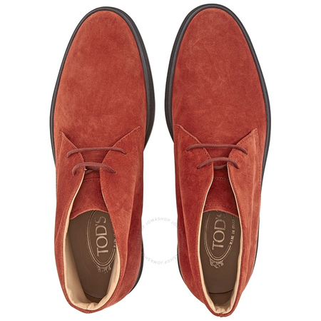 Tod's Men's Dark Terracotta Suede Lace Up Ankle Boots XXM0UI00D80RE0G834