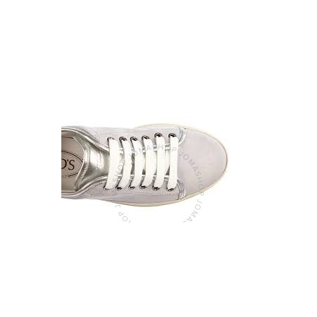 Tod's Womens Nubuck Metallic Leather Shoes in Medium Cement/ Silver XXW0VB0I310GA10AHF