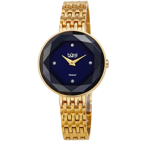 Burgi Quartz Diamond Blue Dial Ladies Watch BUR253YGBU