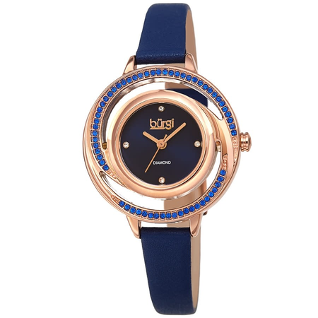 Burgi Quartz Diamond Blue Dial Ladies Watch BUR261BU