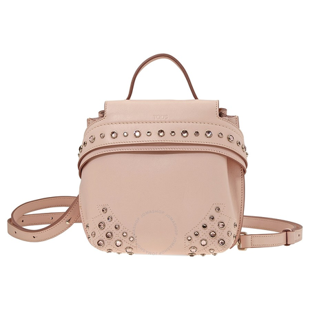 Tod's Ladies Leather Wave Pink Micro Wave Backpk Crystal XAWAMRGS001RLXM420