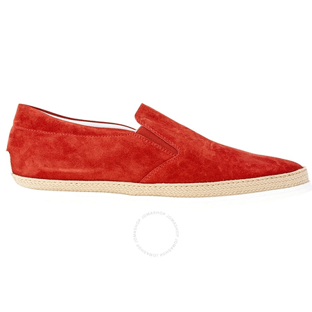 Tod's Men's Dark Orange Red Calfskin Leather Slip Ons XXM0TV0K900RE0R007