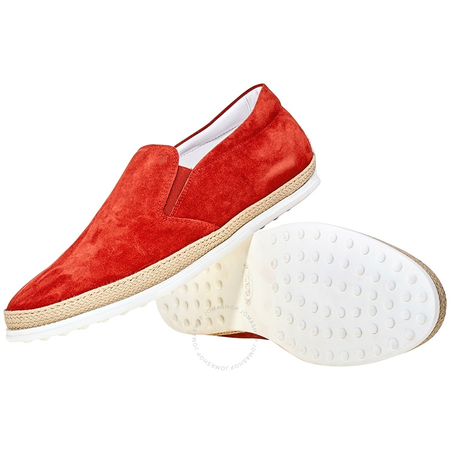 Tod's Men's Dark Orange Red Calfskin Leather Slip Ons XXM0TV0K900RE0R007