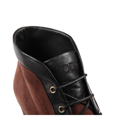 Tod's Womens Ankle Suede Boots in Cigar/ Black XXW0QF0F6502UK654Z