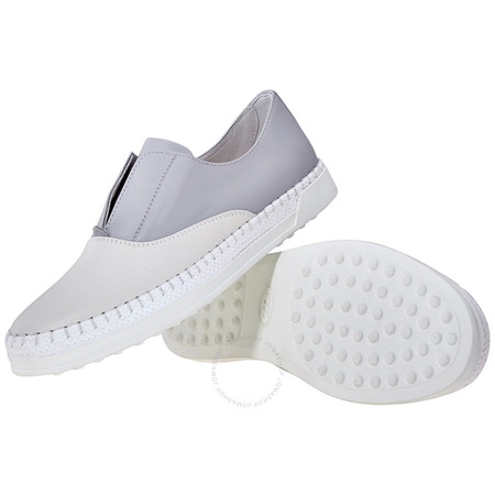 Tod's Womens Slip on Sneakers with Mettalic Effect in White/Medium Cement XXW0TV0J980CP8077Q
