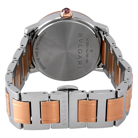 Bvlgari Automatic Purple Diamond Dial Steel and 18K Pink Gold Ladies Watch 102622