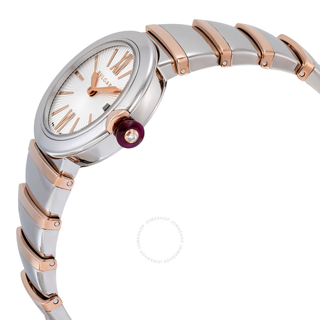 Bvlgari LVCEA Silver Opaline Dial 18kt Pink Gold and Stainless Steel Ladies Watch 102193