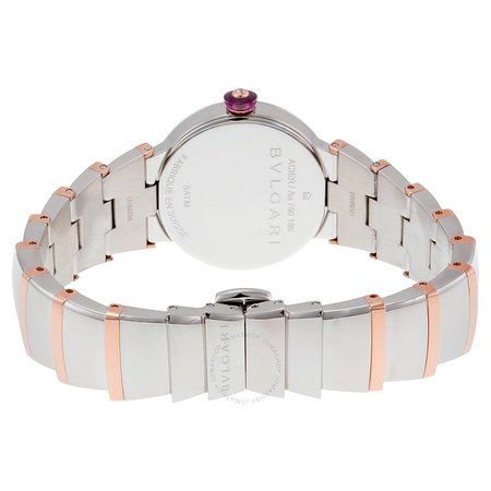 Bvlgari LVCEA Silver Opaline Dial 18kt Pink Gold and Stainless Steel Ladies Watch 102193